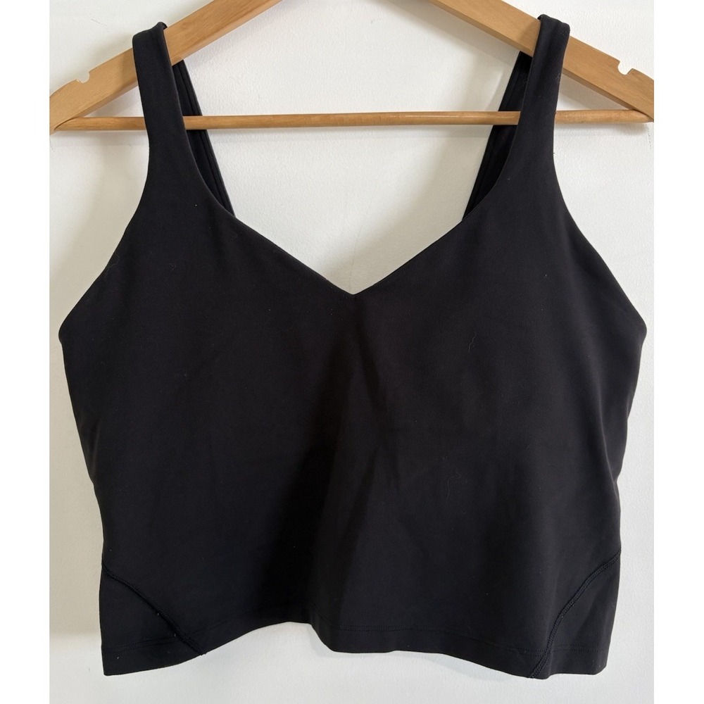 Lululemon Align Tank Top Black Size 12 Cropped Built-In Bra Nulu Yoga No Pads
